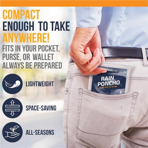 Disposable Rain Ponchos for Adults (5 Pack) - Picture 3 of 8